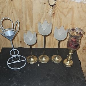 Elegant Gold and Silver Candle Holder Set
